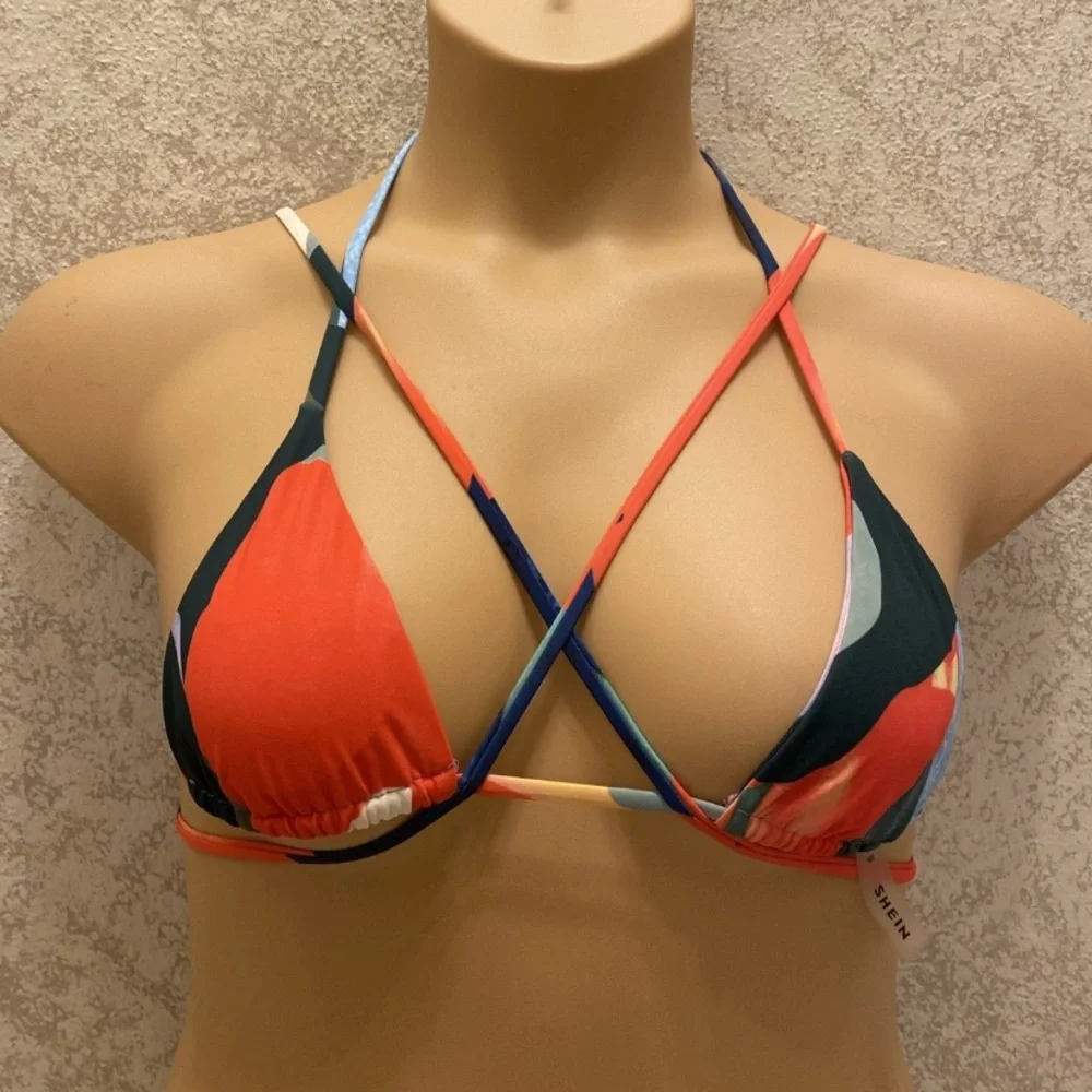 SHEIN Multicolor Wrap Bikini Top